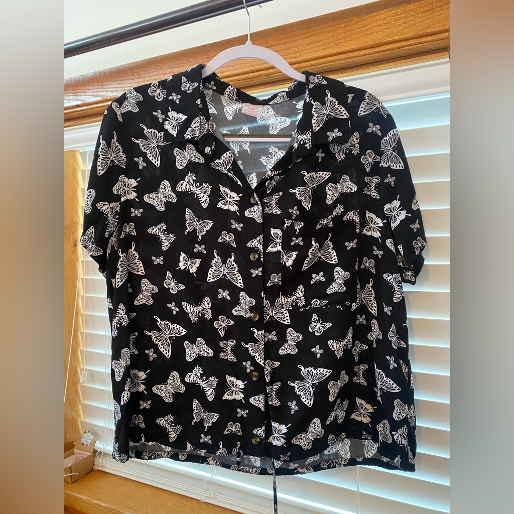 Button Down Butterfly Blouse